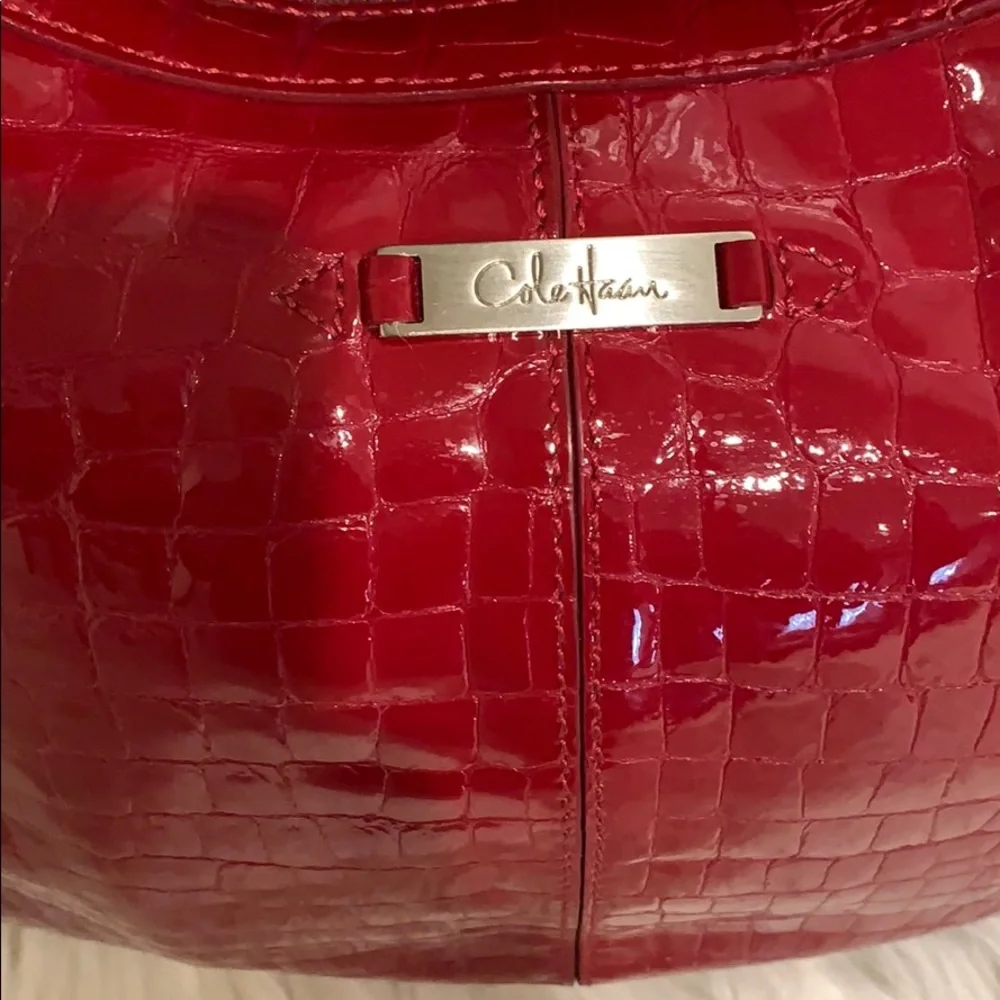 Cole Haan glossy Red leather crocodile Embossed bag
